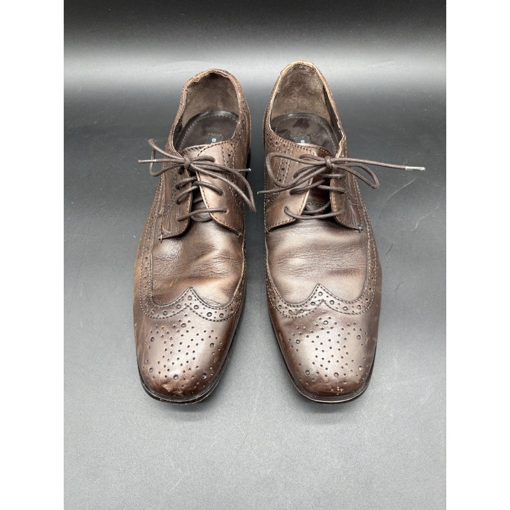 Bostonian Brown Leather Wingtip Oxford Dress Shoes Mens 9W Vintage - Picture 3 of 15